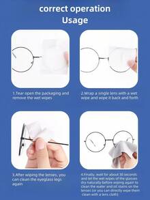 10/30/50/100/200 片眼镜清洁湿巾，一次性使用镜头清洁布，适用于眼镜、智能手机、电脑、相机和其他玻璃表面，便携包装，适合家庭、旅行