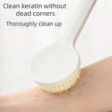 1pc Long Handle Soft Bristle Body Brush - Ergonomic Shower Scrubber For Exfoliating, Massaging And Back Cleaning, Exfoliation Massage Tool To Improve Blood Circulation And Fat Burning - White Plastic Design Unisex - Bathroom Accessories Body Brush | Neutral Color Bath Brush (Color & Pattern Randomly Sent)