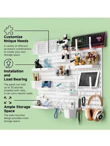 مجموعة كاملة من حوائط مثقبة على شكل طبق، حوائط مثقبة على شكل طبق، رف تخزين لعرض الملحقات البلاستيكية بدون ثقب، حائط مدخل "اصنعها بنفسك"، خطافات، سلال، خطافات فاصلة، حائط عرض للتخزين، رف عرض متعدد الوظائف، رف عرض مدخل بلاستيكي ABS، شبكة رمادية على شكل قرص العسل، مع فتحات براغي مخفية، شاشة مفاتيح/توسعة رأسية/شاشة غرفة حاسوب/مكتب منزلي/مطبخ/استوديو/متجر عالمي، تخزين لعيد الأضحى - متعدد الألوان - مشاهدة 7