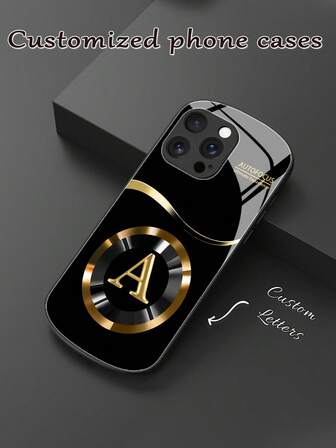 1pc Customizable 26 Alphabet Glass Protective Phone Case, Compatible With Samsung Galaxy S24/S25 Ultra, 14 Ultra/Redmi Note 13 Pro Plus, 16/15/14 Plus/13 Pro/12 Pro Max/11/XS Max/8/7/6 Plus, Ideal Gift For Boss, Friends, Parents, Boyfriend, Girlfriend,Season Picks,Cell Phones & Accessories,Customized Phone Cases