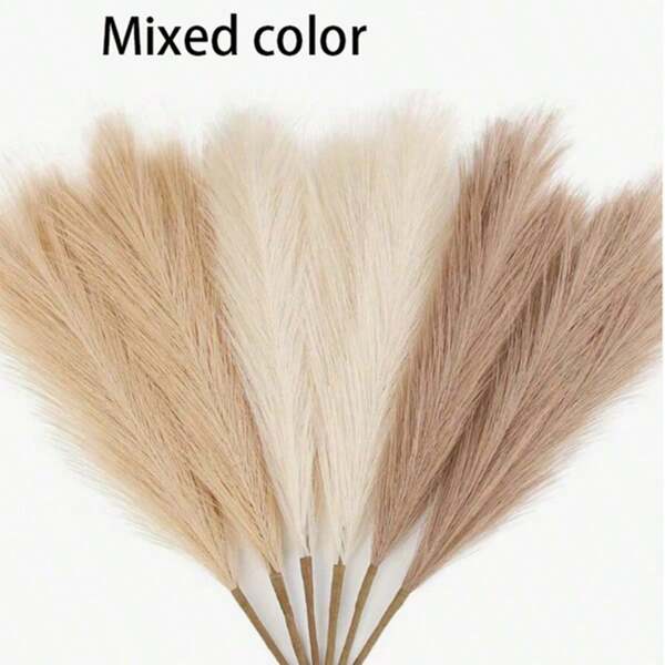 10pcs/20pcs-Artificial Reed Grass Boho Decor Faux Pampas Grass Large Tall Fluffy Artificial Fake Flower Bulrush Reed Grass For Vase Filler Farmhouse Home Kitchen Bohemian Decoration, Room, Wedding Party Decor (Blue), Valentine's Day, Gift Gifts Birthday Graduation,Fall Decor,Autumn