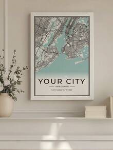 1pc Modem Style Personalized City Country Coordinates Map Gift Canvas Poster Wall Art, Custom Cover Poster For Home Decor, Canvas For Living Room Bedroom Kitchen Game Room Home Decor,  Perfect Gift And Decoration, Frameless / Inner Frame Gift - 彩色 - 查看 4