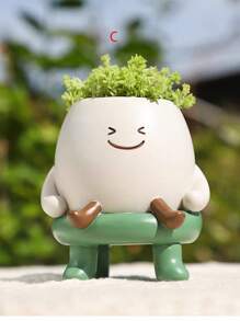 Smiling Face Flower Pot For Indoor And Outdoor Plants, Resin Stool Succulent Plant Pot For String Of Pearls, Unique Gift For Mother's Day, Birthday
