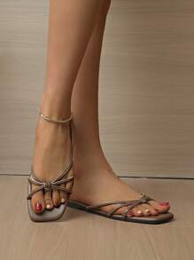 Women's T-Strap Flat Sandals, Elegant Open Toe Casual Formal Sandals, Comfortable And Easy To Wear, Suitable For Summer, Parties And Boho Style