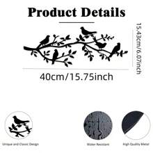 [Rustic Metal Bird Wall Art] Original Graphic Black Bird Branch Sculpture - Rustic Metal Bird Wall Art For Farmhouse Style Wall Decor