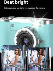 18倍光学变焦数码相机，2.4英寸高清旋转屏，创意视频数码相机，学生专用，CCD相机，赠送DIY水晶贴纸 - LK-007 白色+水晶貼 - 查看 4