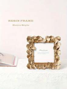 1pc Vintage Gold Resin Photo Frame, European Style Photography Background, Photo Prop, Desktop Decor, Wall Decor, Home Decor And Photo Display Frame - Gold - View 8