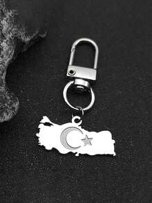 土耳其地图国旗钥匙扣，男女通用，不锈钢材质，金色/银色可选，土耳其国家地图月亮星星钥匙扣，汽车配件，包包挂饰，校园风可爱哥特Y2K风格，带证件夹的挂绳，汽车配件，包包挂饰，送给老师、朋友、姐妹的礼物创意 - 彩色 - 查看 9