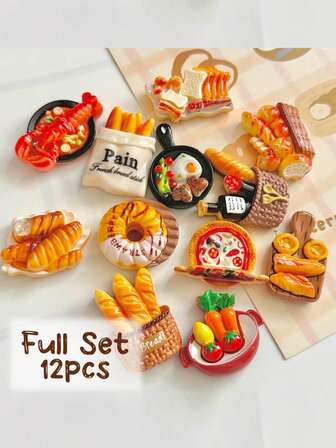 12/6 st kylskåpsklistermärken med utsökt mattema, magnetiska kök- och bageriklistermärken, matbröd-vinträd-kylskåpsmagneter i harts, gör-det-själv-pyssel, lämpliga för kylskåp, whiteboardtavlor, diskmaskiner, hem, kök och kontor, utmärkt present till matälskare och helgdagar