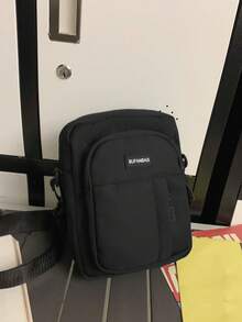 1Pc Solid Color Nylon Men's Crossbody Bag Shoulder Bag Zipper Phone Bag Storage Bag Portable Lightweight Zipper Closure Suitable For Men, College Students, Boyfriends, Husbands And Other Daily Outdoor Use, Ideal Mobile Phone Change Storage Bag For Travel Holidays Activities, Entertainment Vacation Dates And Other Occasions - Black - View 3