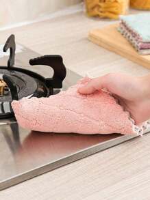 5/10 Pcs Of Kitchen Household Coral Velvet Dishwashing Cloth Non-Shedding Non-Oil Decontamination Absorbent Two-Color Cleaning Cloth Color Random