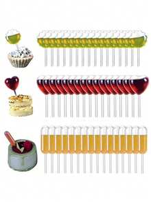 200-50pcs/Set Paper Cup Cake Sauce Dropper, Ice Cream Sauce Injector, Jam Dropper, Straw, Dropper Dessert Decor For Filling Cakes, Suitable For Birthday, Wedding Cake Decoration, Graduation Ceremony And Other Occasions - Multicolor - View 7