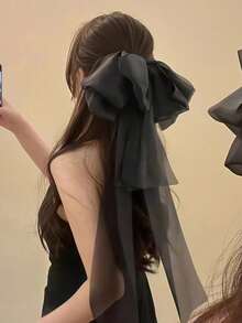 1 件超大网状蝴蝶结丝带弹力爪夹发饰，优雅大气的美学设计，适合日常佩戴、派对、婚礼、订婚活动爪夹发夹发夹