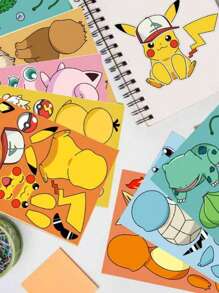 pokemon 8pcs Pokemon 6.3" X 4.3", Make Your Own Cartoon Game Themed Cute Stickers, Make Character Stickers For Party Favor Supplies, Crafts, Toy Stickers, Birthday Gift Toys, Craft Stickers, Cute Stickers, Pikachu, Craft Kits, Ideal Gift For Enthusiasts