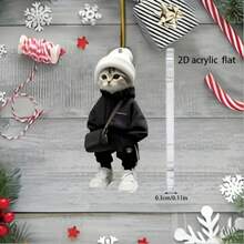 Pendente decorativo gatto carino e alla moda, accessorio perfetto per auto e borse, può essere usato come ciondolo per zaino, ciondolo per auto, per partner, anniversario di famiglia, Ognissanti, regalo di Natale perfetto, piatto in acrilico 2D