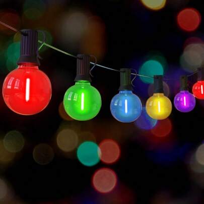 COSANSYS 15 M 50FT Outdoor String Lights RGB Waterproof/Connectable/Dimmable With 25 LED Shatterproof Bulbs Colorful G40 Globe Patio Lights Outdoor Li
