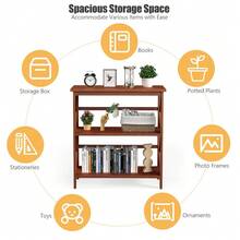 3-Layer Wooden Bookshelf Bookshelf X Design Open Bookshelf Freestanding Rack, Naturally Dry - - default - View 4