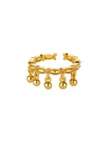 1 pieza Anillo ajustable vintage con cuentas en forma de ojo, color dorado, para mujer, joya de regalo para pareja de boda 2025 nueva