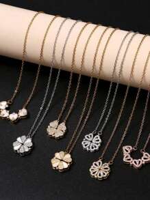 1 Peça Colar de Trevo com 2 Maneiras de Usar, Colar Gargantilha Elegante e Fashion para Mulheres, Joia Versátil e Elegante como Presente para Amante ou Mãe
