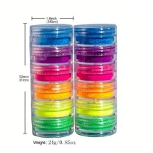 Dofuny 6 Farben Irideszierendes neonfarben fluoreszierendes Nagelpulver, Seifen-Herstellungspigment, Neonpulverfarbe für Slime, Epoxidharz, Farbe, Kerzen, Schmuckherstellung, Farbpigment