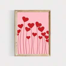 1 pièce Cadre optionnel, affiche de la Saint-Valentin rose, peinture sur canevas avec cœur romantique et amoureux pour la décoration murale de la chambre du couple, avec cadre