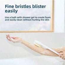 1pc Long Handle Soft Bristle Body Brush - Ergonomic Shower Scrubber For Exfoliating, Massaging And Back Cleaning, Exfoliation Massage Tool To Improve Blood Circulation And Fat Burning - White Plastic Design Unisex - Bathroom Accessories Body Brush | Neutral Color Bath Brush (Color & Pattern Randomly Sent)