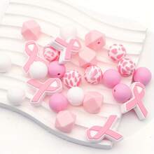 15/25/40 piezas Cuentas redondas de silicona de punto focal Serie rosa mixta para mujeres DIY Collar hecho a mano Lápiz de plástico Llavero con cuentas Cadena de bolso Correa de teléfono Pulsera Suministros de joyería Cuentas