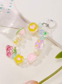 Acrylic Beaded Phone Lanyard DIY Cartoon Colorful Keychain Handle