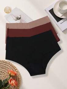Paquete de 3 bragas sin costuras de mujer hechas de seda de hielo, ropa interior de mujer con cintura alta, lencería sexy de triángulo, ropa interior suave, fina y ligera, transpirable y amigable con la piel