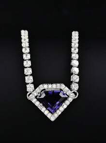 MOONSO 1pc Fashionable Zirconia Inlaid Pendant Necklace, Suitable For Women's Everyday Wear And Party, Gift