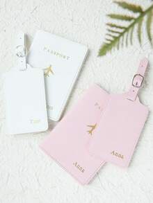 Takeoak Custom Hot Stamping Name Passport Holder & Luggage Tag, Gold Monogram Passport Cover, Travel Accessories, Birthday Bridesmaid Gifts For Friends, For Teacher Gifts, Personalized Gift, Graduation Gift, Travel Essentials, Gift For Her, -Blocking - Multicolor - View 6