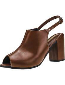 Sandália Salto Alto Bloco Grosso Ankle Boots Shekinah Confortável Moda - Caramelo - Visão 2