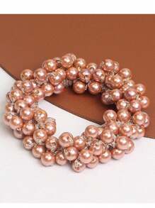 1/2pcs Faux Pearl Hair Ring Bracelet Dual Purpose Hair Tie For Women, Elegant Faux Pearl Hair Ring For Girls, Bracelet Dual Purpose Headstring, Hair Tie Accessories, Dongdaemun Hair Accessories, Headpiece Faux Pearl Hair Ring Solid Color Luxurious Elegant Romantic Sweet PS (Polystyrene) Hair Tie Hair Accessory Ponytail Holders Hair Elastics Hair Rubber Bands Scrunchies Hair Rope Elastic Hair Tie