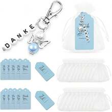 20pcs Angel Keychains Baby Showers Favors Including Angel Keychains Favor Boxes And Thank You Cards For Wedding Baptism Party Gifts - Blue - View 4