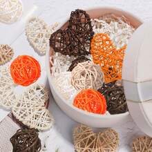 48/96 Pcs Wicker Rattan Balls Heart Ball Shaped Decorative Balls Vase Centerpiece Decoration Potpourri Bowl Filler Orange Beige Brown Table Decor For Wedding Home Bathroom Living Dining Room Table Decor DIY Craft - Multicolor - View 9