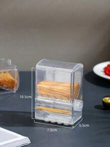 1pc Square Rotatable Toothpick Holder, Creative Toothpick Dispenser, Transparent Toothpick Container, Toothpick Storage Box, Suitable For Living Room, Dining Room, Bar, Dining Table, Toothpick Storage