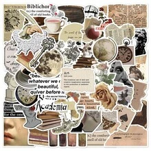 50pcs Vintage Artistic Sticker Pack For Luggage, Laptop, Notebook, Diary, Helmet, Guitar, Skateboard, DIY Waterproof Decal,School Supplies,Back To School - Multicolor - View 1