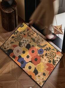 1pc [5mm Thick Anti-Slip] Spring&Summer Floral Patterned Doormat, Farmhouse Style Indoor/Outdoor Non-Slip Rug | Durable Polyester Material | Anti-Slip, Easy To Clean, Dirt-Resistant, Machine Washable | Entryway And Home Decor - Suitable For Room Decor, Small Carpet, Living Room Carpet, Bedroom Carpet, Kitchen Carpet, Bathroom Carpet, Area Rug - All Season Use, Holiday Decoration