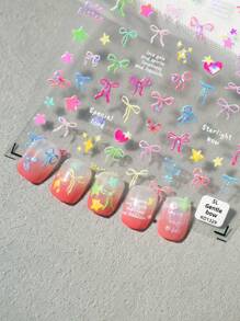 Un nuevo pegatina de arte creativo para uñas, pegatinas adhesivas para uñas con conchas grabadas, lazos brillantes, estrellas, corazones y otros diseños, adecuado para uso personal DIY y en libros de contabilidad lindos