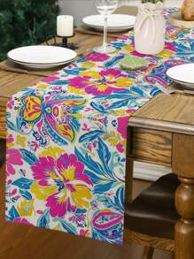 1pc Modern Sunface, Sunflower, Coconut Tree Printed Tablecloth, Kitchen Dining Room Decor, Holiday Decor, Home Gathering Decor, Home Decor, Scene Decor, Outdoor Dining Table, Coffee Table Decor