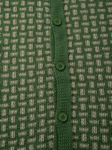 Unisex Casual Loose Fit Polo Collar Short Sleeve Knit Cardigan Top, Spring/Summer - Green - View 5