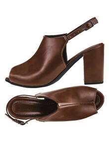 Sandália Salto Alto Bloco Grosso Ankle Boots Shekinah Confortável Moda - Caramelo - Visão 7