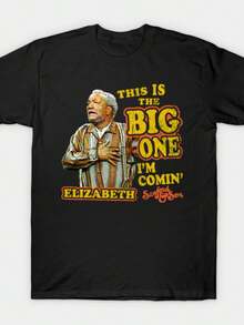 VANTONE Unisex T-Shirt White Ink Heat Transfer Craft "Sanford And Son" Print Crew Neck Comfortable Everyday T-Shirt Loose Fit Available In Plus Sizes 100% Cotton Material Casual Style Machine Washable Suitable For All Seasons - Black - View 1