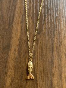 Stainless Steel Fish Pendant Necklace, Minimalist High-End Beach Ocean Style, Titanium Steel Jewelry