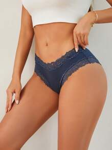5 paquets de culottes en dentelle contrastée, sous-vêtements respirants