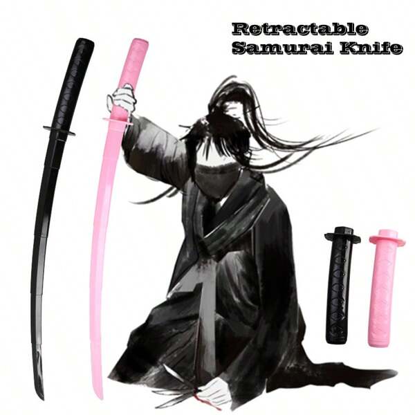 1pc 3D Gravity Retractable Knife, COS Throwing Knife, Stress Relief Samurai Style Foldable Retractable Weapon, Toy