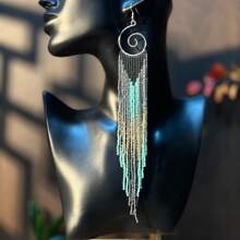 AHAYA Handgemaakte ultra lange kwastkralen oorbellen Officiële website Origineel ontwerp Boheemse stijl Zaadkralen Cirkelkralen Kraal Kwastje Dames oorbellen Sieraden Cadeau voor vrouwen