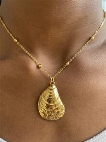 Stainless Steel Ocean Elements Minimalist Design Pendant Necklace With Fish, Starfish, Shell For Women