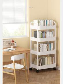 1pc 2/3/4 Layer Trolley Storage Rack, Bedroom Storage Rack, Family Kitchen Mobile Storage Rack, Multi-Layer Trolley Shelf Easy To Assemble, And Movable Tires, Which Can Be Used As Multifunctional Storage Cabinets, Tire Hooks, Kitchen Vegetables, Bathroom Clothes, Study Books And Living Room Snacks.