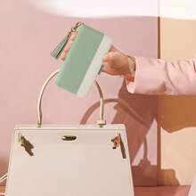 Fashionable Tassel Patchwork Phone Case, Notebook-Style Smart Phone Case, Card Storage Design, Perfect For Women & Men, Multi-Function Phone Case With Stylish Appearance, Wallet-Style Shock Absorbing Function, Memo Pad Phone Case, Wallet-Style, Elegant Gift, Anti-Fall, Card Storage Stand Function, Minimalist & Fashionable, Full-Protection Stand, PU Leather Smart Phone Case, Birthday Gift, New Year Gift, Mother's Day Gift